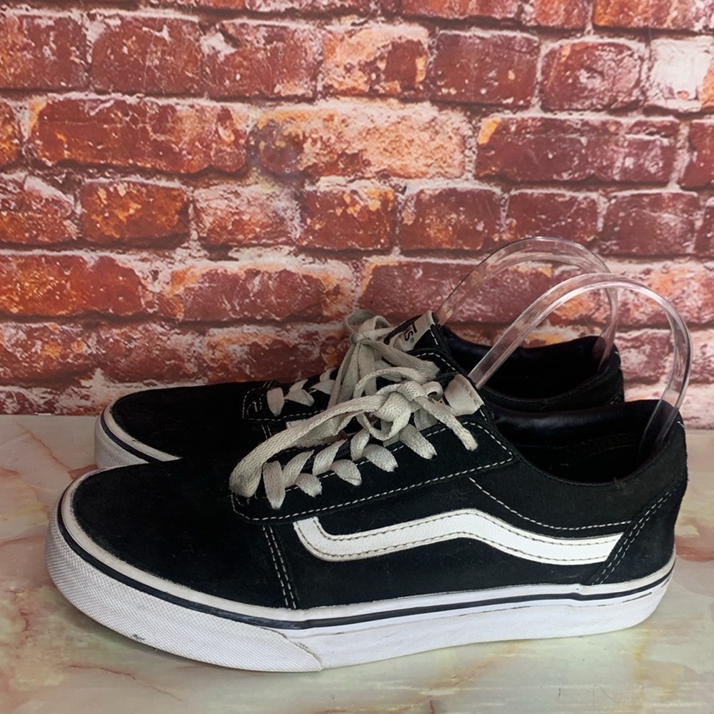 Vans Black and White Suede Lace Up Sneakers